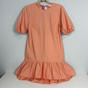 Topshop Poplin Ruffle Peach Open Back Mini Dress 6